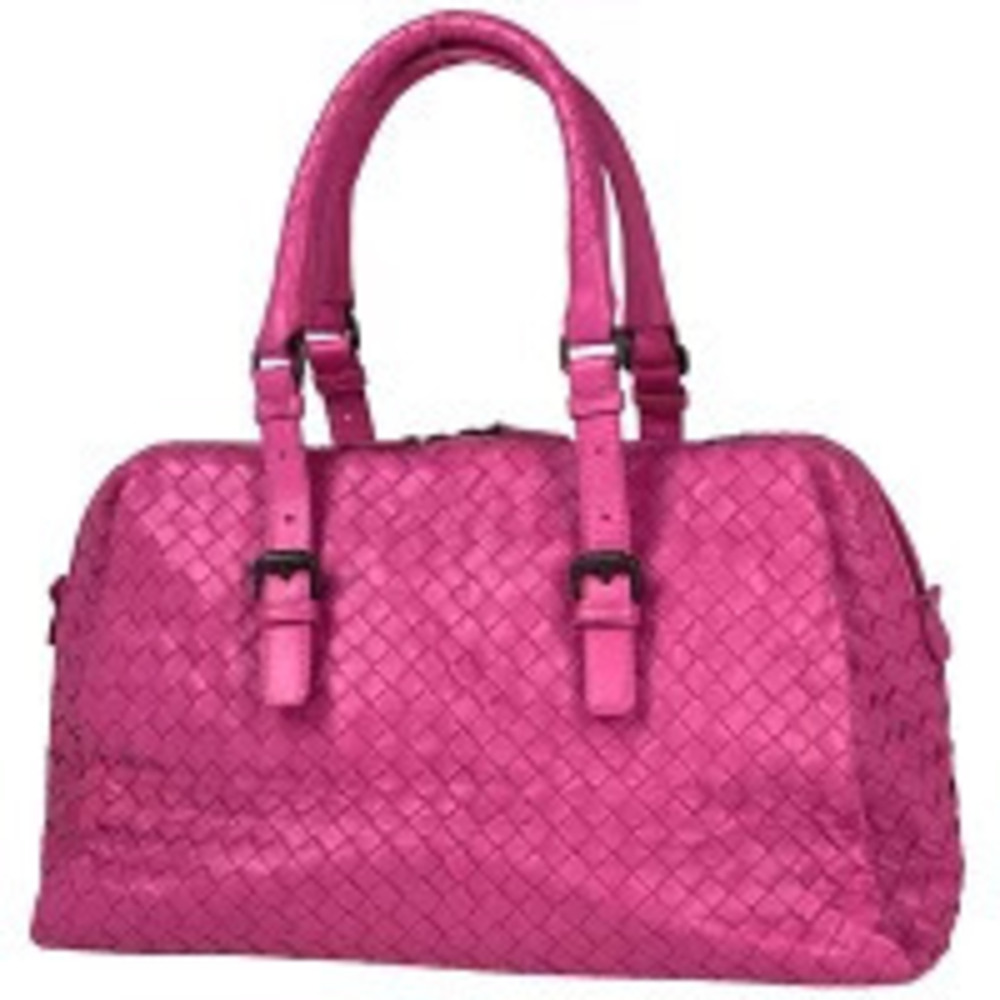 Bottega Veneta Intrecciato Handbag Boston Bag Leather Pink